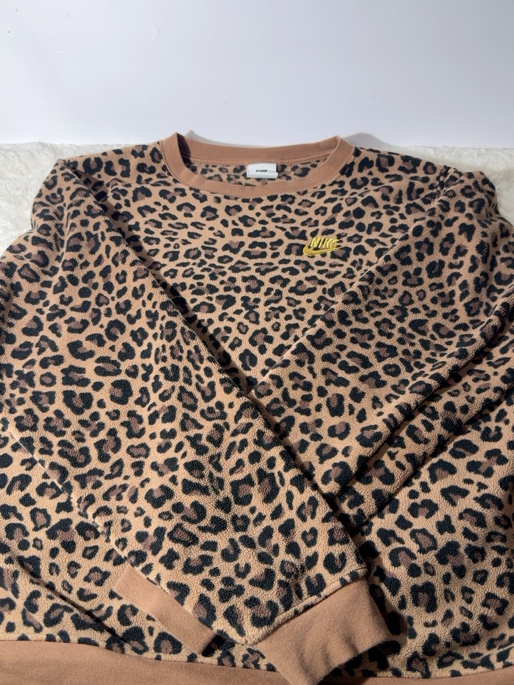 Nike Kids Leopard Print Sweatshirt - Tan & Black